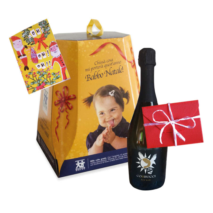 Pandoro Chocolate Corbucci Brut (value 39€) Greeting card Suggested minimum donation 25€ Illustrated by the young people at our PIC EO art workshop