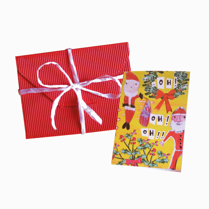 <b>Cioccolata<br/>
Biglietto auguri</b><br/>
<h3>Donazione minima consigliata 10€</h3></b><br/><br/>
<i>Illustrazione biglietto creata dagli artisti del nostro laboratorio artistico PIC EO</i>